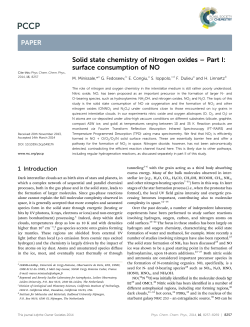 Solid state chemistry of nitrogen oxides &ndash; Part I