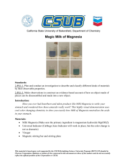 Magic Milk of Magnesia - California State University, Bakersfield
