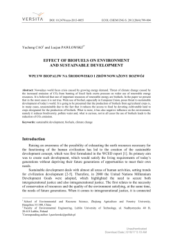 EFFECT OF BIOFUELS ON ENVIRONMENT AND SUSTAINABLE