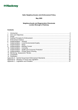 Safer Neighbourhoods Joint Enforcement Policy