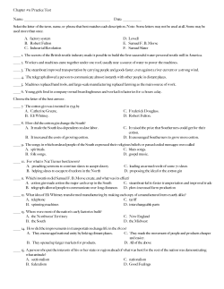 Chapter #11 Practice Test Name