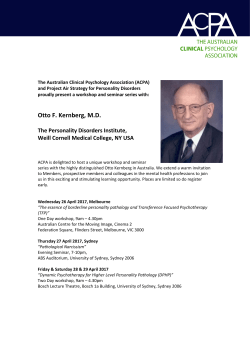Otto F. Kernberg, MD - Australian Clinical Psychology Association