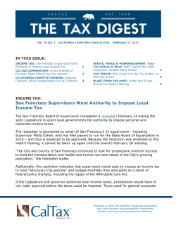 San Francisco Supervisors Want Authority to Impose Local Income Tax