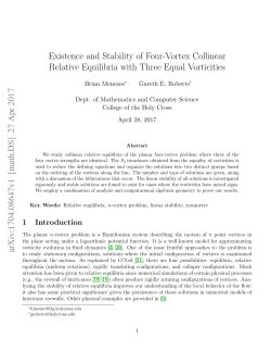 Existence and Stability of Four-Vortex Collinear