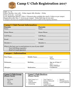 Camp U Club Registration 2017 - University Club of Saint Paul