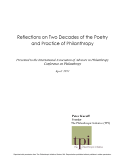 Reflections on Two Decades of the Poetry and Practice of Philanthropy