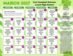 March Lunch HS Menu