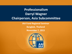 Professionalism Darryl Wagner Chairperson, Asia Subcommittee