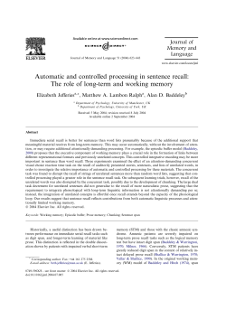 Automatic and controlled processing in sentence recall: The role of