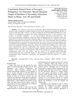Community-Based Choirs of Sorsogon, Philippines: An Outcomes