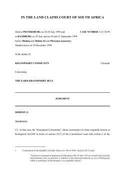 in the land claims court of south africa