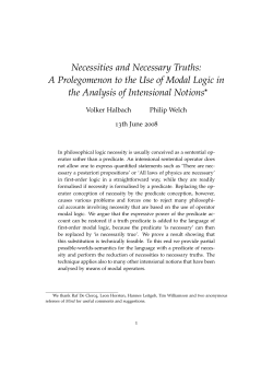 Necessities and Necessary Truths: A Prolegomenon to the Use of