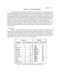 Andrew Glen Summary 1 - Cloud Climatologies Cloud climatology