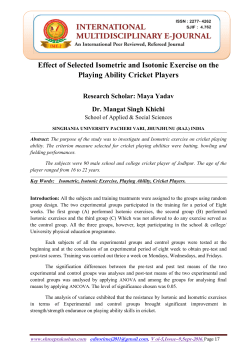 Effect of Selected Isometric and Isotonic Exercise on the Playing