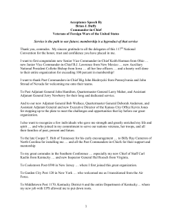 New VFW Commander and Chief Brian J. Duffy Acceptance Speech