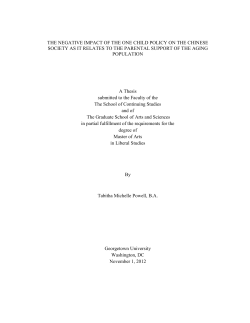 THE NEGATIVE IMPACT OF THE ONE CHILD POLICY ON THE