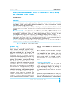 Dietary and lifestyle pattern in relation to overweight and obesity