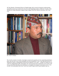Dr Tara Niraula, a Prominent Person of Nepali origin with a record of