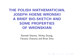 THE POLISH MATHEMATICIAN, JOSEPH HOENE