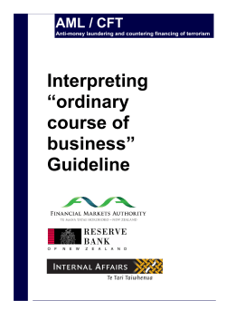ordinary course of business - Reserve Bank of New Zealand