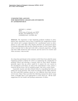 UNEXPECTED ADVICE FOR BEGINNING GRADUATE