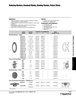 Reducing Washers, Knockout Blanks, Bushing Pennies, Fixture Stems