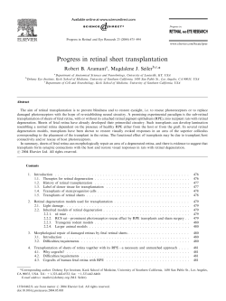 Progress in retinal sheet transplantation. Progress in Retinal and Eye