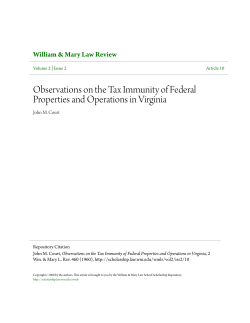 Observations on the Tax Immunity of Federal Properties and