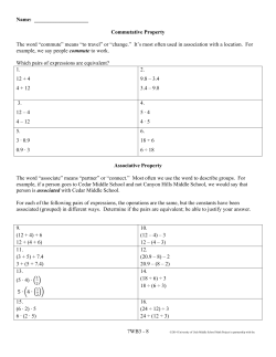7WB3 - 8 Name: Commutative Property The word &ldquo;commute&rdquo; means