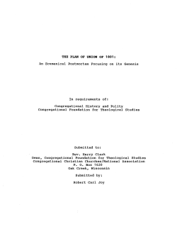 The Plan of Union of 1801: An Ecumenical Postmortem Focusing on