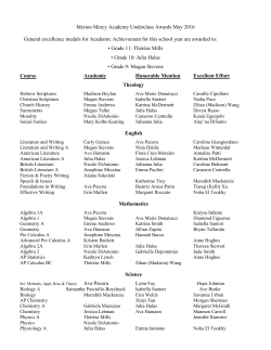 Merion Mercy Academy Underclass Awards May 2016 General