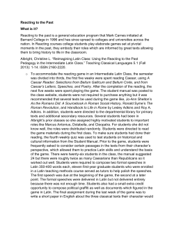 Reacting to the Past What is it? - Faculty Center for Teaching and