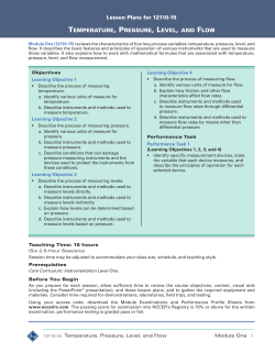 Lesson Plans for 12110-15 TEMPERATURE, PRESSURE, LEVEL