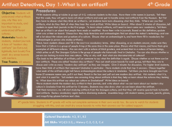 Artifact Detectives, Day 1-What is an artifact? 4th Grade