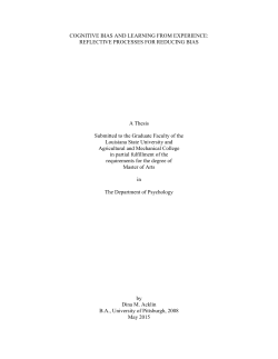 COGNITIVE BIAS AND LEARNING FROM EXPERIENCE