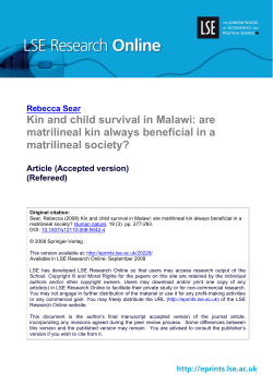 Kin and child survival in Malawi: are matrilineal kin