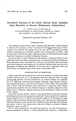 Introduced Enemies of the Giant African Snail