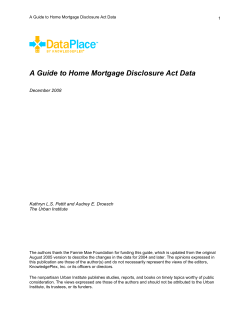 A Guide to Home Mortgage Disclosure Act Data