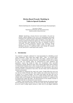 Diction Based Prosody Modeling in Table-to