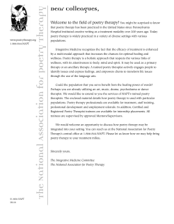 Dear Colleagues - National Association for Poetry Therapy