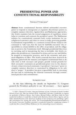 PRESIDENTIAL POWER AND CONSTITUTIONAL RESPONSIBILITY