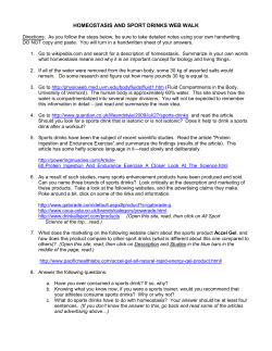 HOMEOSTASIS AND SPORT DRINKS WEB WALK