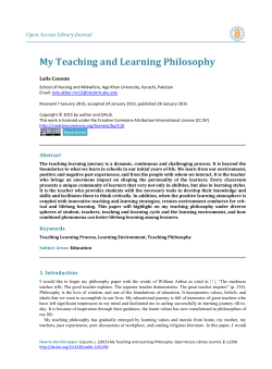 My Teaching and Learning Philosophy