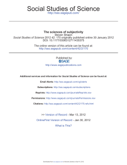 The Sciences of Subjectivity - Scholars at Harvard