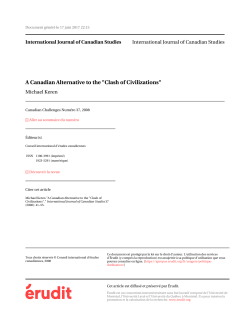 A Canadian Alternative to the "Clash of Civilizations"