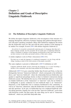 Definition and Goals of Descriptive Linguistic Fieldwork