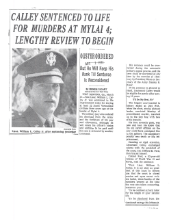 CALLEY SENTENCED TO LIFE FOR MURDERS AT MYLAI 4