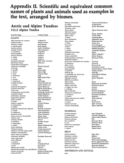 as examples in the text, arranged by biomes.