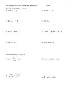 12. 1 + tan2x = sec2x