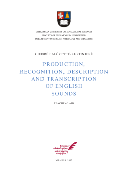 PrOduCtiOn, reCOGnitiOn, deSCriPtiOn and tranSCriPtiOn OF